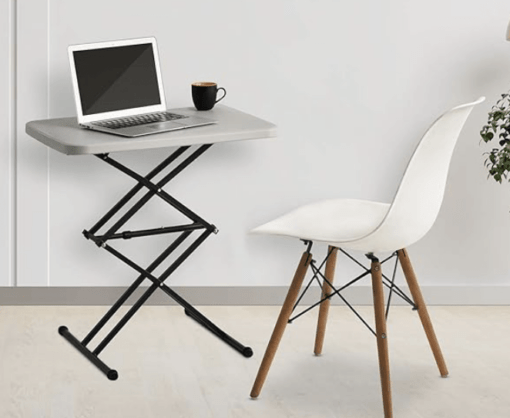 Supreme Scissor Contemporary Height-Adjustable Multi-Purpose Plastic Table for Work from Home, Study, Dining & Outdoor (Grey, Folding Table, Rectangular) - Image 2